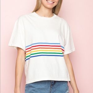 White Rainbow Stripe Brandy Melville Aleena top